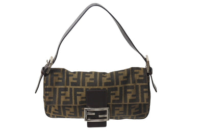 FENDI フェンディ マンマバケット ワンショルダーバッグ 26424 ズッカ柄 コットンキャンバス レザー シルバー金具 美品 中古 4c070173 