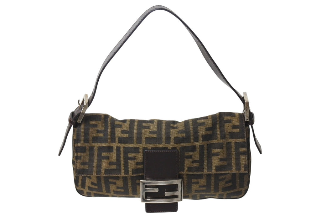 FENDI フェンディ マンマバケット ワンショルダーバッグ 26424 ズッカ柄 コットンキャンバス レザー シルバー金具 美品 中古 4c070173 