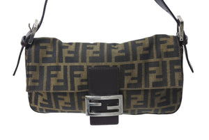 FENDI フェンディ マンマバケット ワンショルダーバッグ 26424 ズッカ柄 コットンキャンバス レザー シルバー金具 美品 中古 4c070173 
