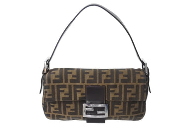 FENDI フェンディ マンマバケット ワンショルダーバッグ 26424 ズッカ柄 コットンキャンバス レザー シルバー金具 美品 中古 4c070174 