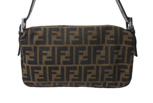 FENDI フェンディ マンマバケット ワンショルダーバッグ 26424 ズッカ柄 コットンキャンバス レザー シルバー金具 美品 中古 4c070174 
