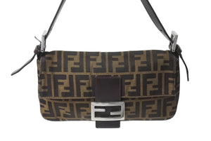 FENDI フェンディ マンマバケット ワンショルダーバッグ 26424 ズッカ柄 コットンキャンバス レザー シルバー金具 美品 中古 4c070176 