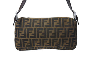 極美品 FENDI フェンディ マンマバケット ワンショルダーバッグ 26424 ズッカ柄 コットンキャンバス レザー シルバー金具 中古 4c070179 
