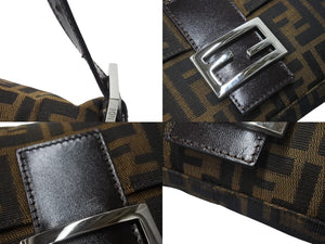 極美品 FENDI フェンディ マンマバケット ワンショルダーバッグ 26424 ズッカ柄 コットンキャンバス レザー シルバー金具 中古 4c070179 