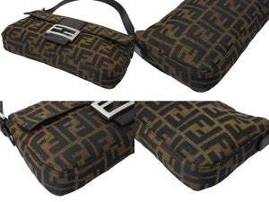 極美品 FENDI フェンディ マンマバケット ワンショルダーバッグ 26424 ズッカ柄 コットンキャンバス レザー シルバー金具 中古 4c070179 