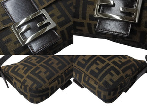 FENDI フェンディ マンマバケット ワンショルダーバッグ 26424 ズッカ柄 コットンキャンバス レザー シルバー金具 美品 中古 4c070180 