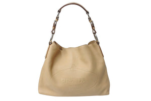 PRADA プラダ ハンドバッグ トートバッグ ショルダーバッグ 31 14 BE レザー ベージュ シルバー金具 美品 中古 4c070186