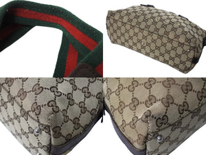 GUCCI グッチ ハンドバッグ GGキャンバス シェリーライン 145759 092122 イタリア製 ベージュ レッド グリーン 良品 中古 4c070187