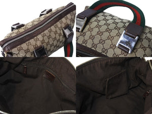 GUCCI グッチ ハンドバッグ GGキャンバス シェリーライン 145759 092122 イタリア製 ベージュ レッド グリーン 良品 中古 4c070187