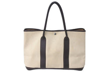 Load image into Gallery viewer, HERMES エルメス ガーデンパーティーMM トートバッグ ハンドバッグ □P刻印 トワルアッシュ レザー ベージュ ブラウン 美品 中古 4c070189
