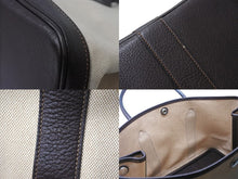 Load image into Gallery viewer, HERMES エルメス ガーデンパーティーMM トートバッグ ハンドバッグ □P刻印 トワルアッシュ レザー ベージュ ブラウン 美品 中古 4c070189
