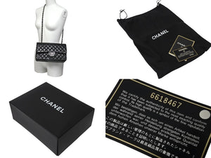 CHANEL シャネル マトラッセ25 Wチェーンショルダーバッグ Wフラップ ココマーク 6番台 ラムスキン ブラック シルバー金具 美品 中古 4c070193