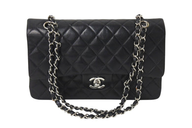 CHANEL シャネル マトラッセ25 Wチェーンショルダーバッグ Wフラップ ココマーク 6番台 ラムスキン ブラック シルバー金具 美品 中古 4c070193