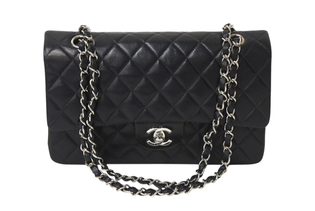 CHANEL シャネル マトラッセ25 Wチェーンショルダーバッグ Wフラップ ココマーク 6番台 ラムスキン ブラック シルバー金具 美品 中古 4c070193