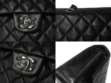 Load image into Gallery viewer, CHANEL シャネル マトラッセ25 Wチェーンショルダーバッグ Wフラップ ココマーク 6番台 ラムスキン ブラック シルバー金具 美品 中古 4c070193