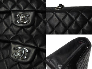 CHANEL シャネル マトラッセ25 Wチェーンショルダーバッグ Wフラップ ココマーク 6番台 ラムスキン ブラック シルバー金具 美品 中古 4c070193
