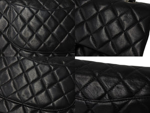 CHANEL シャネル マトラッセ25 Wチェーンショルダーバッグ Wフラップ ココマーク 6番台 ラムスキン ブラック シルバー金具 美品 中古 4c070193