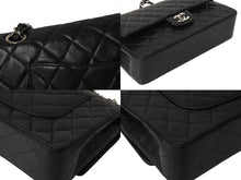 Load image into Gallery viewer, CHANEL シャネル マトラッセ25 Wチェーンショルダーバッグ Wフラップ ココマーク 6番台 ラムスキン ブラック シルバー金具 美品 中古 4c070193