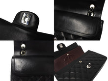Load image into Gallery viewer, CHANEL シャネル マトラッセ25 Wチェーンショルダーバッグ Wフラップ ココマーク 6番台 ラムスキン ブラック シルバー金具 美品 中古 4c070193