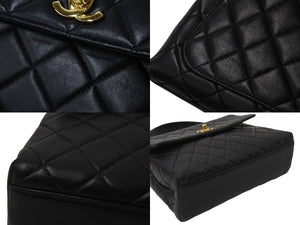 極美品 CHANEL シャネル ケリー型 マトラッセ ハンドバッグ スモール 4番台 ラムレザー ブラック ゴールド金具 中古 4c070194