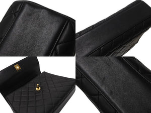 極美品 CHANEL シャネル ケリー型 マトラッセ ハンドバッグ スモール 4番台 ラムレザー ブラック ゴールド金具 中古 4c070194