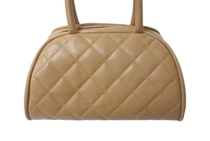 極美品 CHANEL シャネル マトラッセ ハンドバッグ ミニボストン型バッグ ココマーク 11番台 キャビアスキン ベージュ 中古 4c07019
