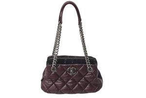 極美品 CHANEL シャネル マトラッセ ココマーク 2way ハンドバッグ チェーンショルダーバッグ 18番台 ワインレッド ブラック 中古 4c070197