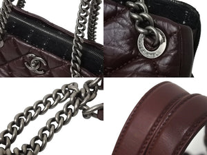 極美品 CHANEL シャネル マトラッセ ココマーク 2way ハンドバッグ チェーンショルダーバッグ 18番台 ワインレッド ブラック 中古 4c070197