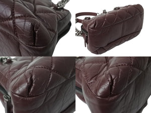 極美品 CHANEL シャネル マトラッセ ココマーク 2way ハンドバッグ チェーンショルダーバッグ 18番台 ワインレッド ブラック 中古 4c070197