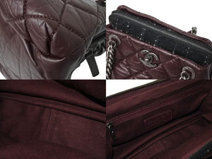 極美品 CHANEL シャネル マトラッセ ココマーク 2way ハンドバッグ チェーンショルダーバッグ 18番台 ワインレッド ブラック 中古 4c070197