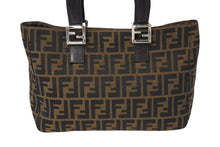 画像をギャラリービューアに読み込む, FENDI フェンディ ハンドバッグ ッカズ柄 26693 イタリア製キャンバス レザー ブラウン シルバー金具 美品 中古 4c070200 