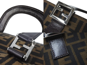 FENDI フェンディ ハンドバッグ ッカズ柄 26693 イタリア製キャンバス レザー ブラウン シルバー金具 美品 中古 4c070200 