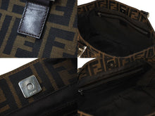 画像をギャラリービューアに読み込む, FENDI フェンディ ハンドバッグ ッカズ柄 26693 イタリア製キャンバス レザー ブラウン シルバー金具 美品 中古 4c070200 