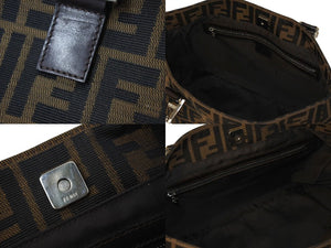 FENDI フェンディ ハンドバッグ ッカズ柄 26693 イタリア製キャンバス レザー ブラウン シルバー金具 美品 中古 4c070200 