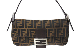 FENDI フェンディ マンマバケット ワンショルダーバッグ 26424 ズッカ柄 コットンキャンバス レザー シルバー金具 美品 中古 4c070201 