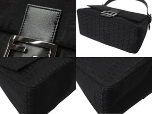 FENDI フェンディ ズッキーノ マンマバケット ハンドバッグ ワンショルダー キャンバス レザー ブラック ズッカ 8BR001 美品 中古 4c070209 