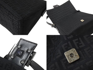 FENDI フェンディ ズッキーノ マンマバケット ハンドバッグ ワンショルダー キャンバス レザー ブラック ズッカ 8BR001 美品 中古 4c070209 