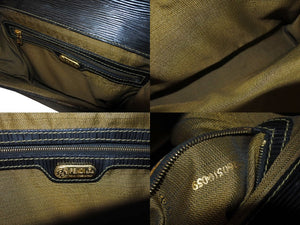 FENDI フェンディ ズッカショルダーバッグ イタリア製キャンバス エピレザー ベージュ ブラック ゴールド金具 美品 中古 4c070212 