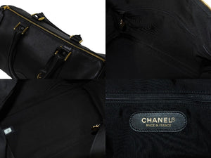 極美品 CHANEL シャネル ボストンバッグ キャビアスキン 4番台 ゴールド金具 2WAY ココマーク 中古 4c070215