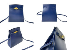 Load image into Gallery viewer, HERMES エルメス ショルダーバッグ ケリースポーツPM ○Y刻印 ブルー系 ゴールド ボックスカーフ 美品 中古 4c070216