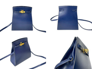 HERMES エルメス ショルダーバッグ ケリースポーツPM ○Y刻印 ブルー系 ゴールド ボックスカーフ 美品 中古 4c070216