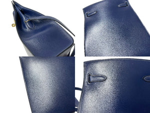 HERMES エルメス ショルダーバッグ ケリースポーツPM ○Y刻印 ブルー系 ゴールド ボックスカーフ 美品 中古 4c070216