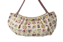 Load image into Gallery viewer, CHANEL シャネル バレンタイン限定 チェーンハンドバッグ 総柄 10番台 フランス製 コットン レザー ピンク シルバー 美品 中古 4c070218