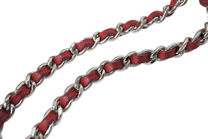 CHANEL シャネル バレンタイン限定 チェーンハンドバッグ 総柄 10番台 フランス製 コットン レザー ピンク シルバー 美品 中古 4c070218