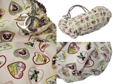 Load image into Gallery viewer, CHANEL シャネル バレンタイン限定 チェーンハンドバッグ 総柄 10番台 フランス製 コットン レザー ピンク シルバー 美品 中古 4c070218