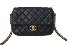 Load image into Gallery viewer, CHANEL シャネル シングルフラップ コインチェーンショルダーバッグ IC イタリア製 キャビアスキン ブラック ゴールド 美品 中古 4c070220