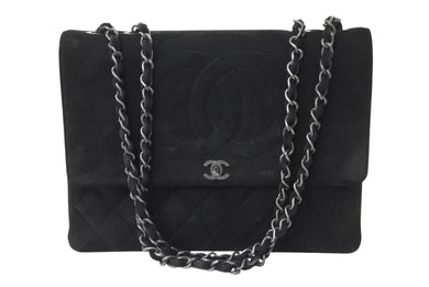 CHANEL シャネル チェーンショルダーバッグ 2番台 デカココ ココマーク キルティング スウェード 刺繍 美品 中古 4c070221