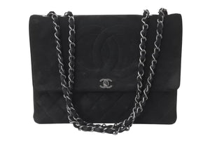 CHANEL シャネル チェーンショルダーバッグ 2番台 デカココ ココマーク キルティング スウェード 刺繍 美品 中古 4c070221