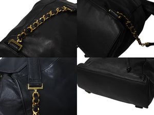 CHANEL シャネル デカココマーク リュック 巾着ショルダーバッグ 3番台 イタリア製 ラムスキン ブラック ゴールド金具 美品 中古 4c070222