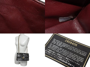CHANEL シャネル マトラッセ23 Wフラップ ラムスキン 2番台 ブラック ゴールド金具 美品 中古 4c070235